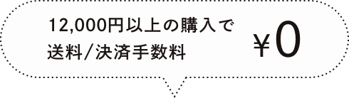 12,000円以上の購入で送料/決済手数料無料